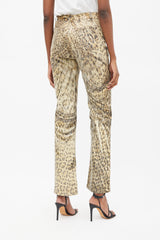 Roberto Cavalli Brown & Cream Printed Sequinned Pants