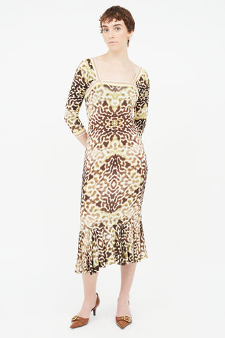 Roberto Cavalli Brown & Multi Print Dress