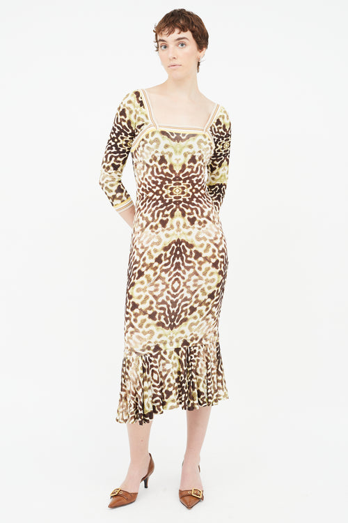 Roberto Cavalli Brown & Multi Print Dress