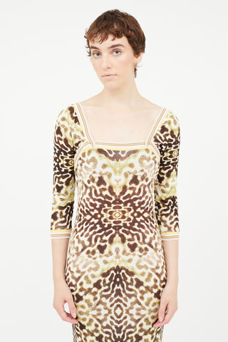 Roberto Cavalli Brown & Multi Print Dress