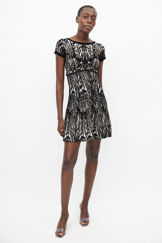 Roberto Cavalli Brown & White Knit Skater Dress