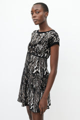 Roberto Cavalli Brown & White Knit Skater Dress