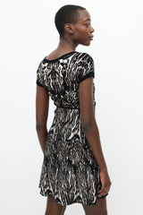 Roberto Cavalli Brown & White Knit Skater Dress