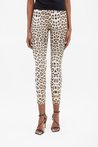 Roberto Cavalli Brown & White Printed Legging