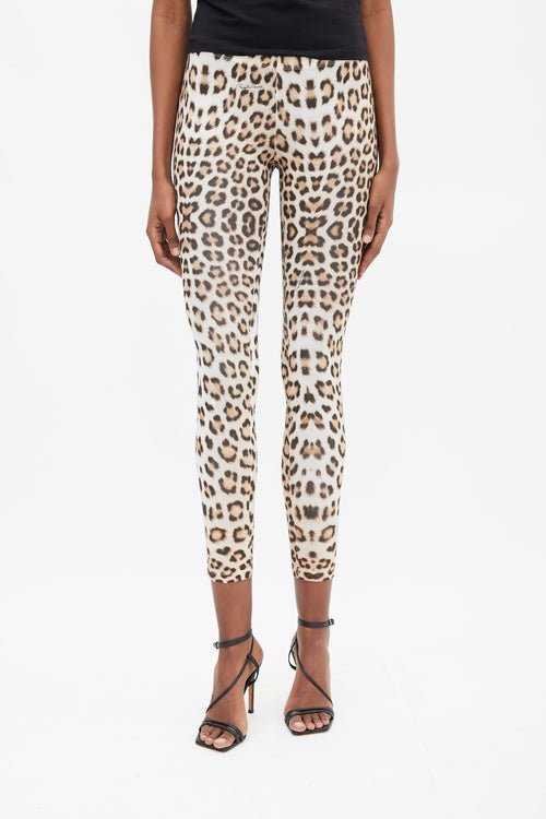 Roberto Cavalli Brown & White Printed Legging