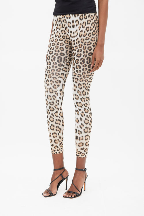 Roberto Cavalli Brown & White Printed Legging