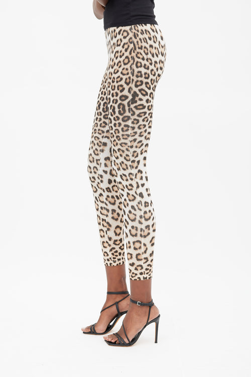 Roberto Cavalli Brown & White Printed Legging