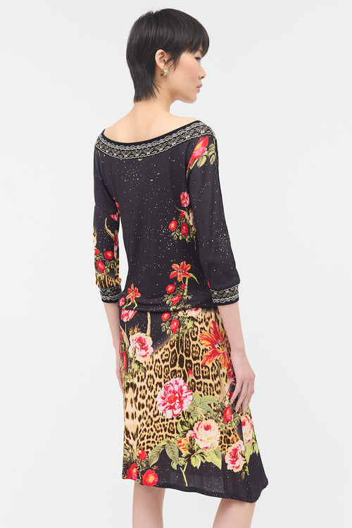 Roberto Cavalli Class Printed Drawstring Dress