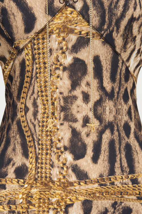Roberto Cavalli FW 2003 Chain Printed Dress