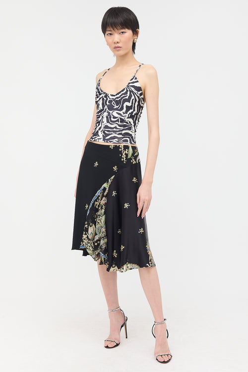 Roberto Cavalli FW 2005 Silk Satin Printed Skirt