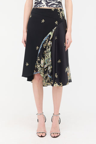 Roberto Cavalli FW 2005 Silk Satin Printed Skirt