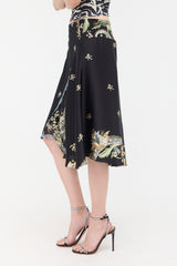 Roberto Cavalli FW 2005 Silk Satin Printed Skirt