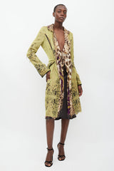 Roberto Cavalli Green & Multicolour Layered Silk Coat