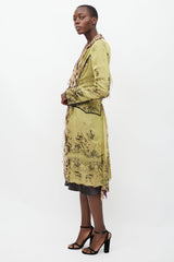 Roberto Cavalli Green & Multicolour Layered Silk Coat
