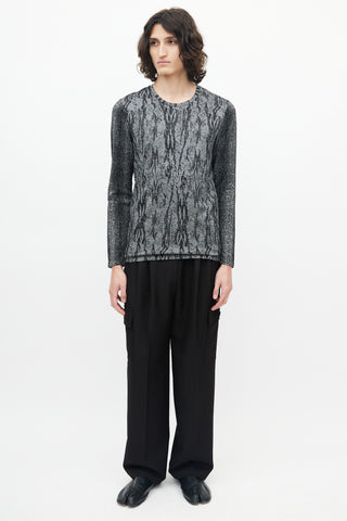 Roberto Cavalli Grey & Black Knit Top