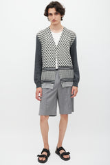 Roberto Cavalli Grey & Cream Patterned Cardigan