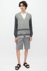 Roberto Cavalli Grey & Cream Patterned Cardigan
