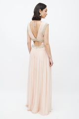 Roberto Cavalli Pink & Multicolour Embellished Gown