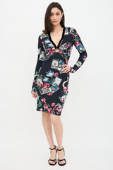 Roberto Cavalli Printed Ruched Dress