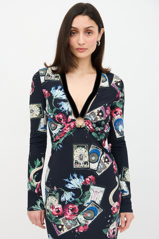 Roberto Cavalli Printed Ruched Dress