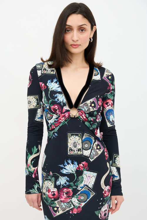 Roberto Cavalli Printed Ruched Dress