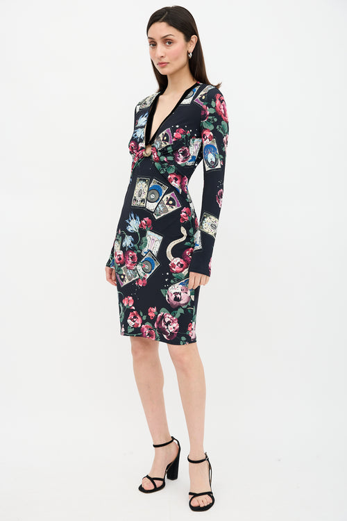 Roberto Cavalli Printed Ruched Dress