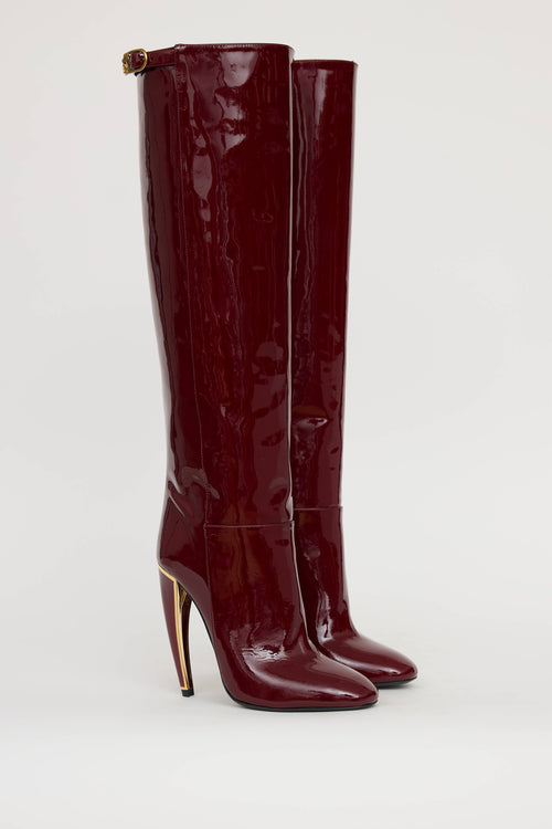 Roberto Cavalli Patent Knee High Heel Boot