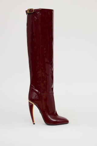 Roberto Cavalli Patent Knee High Heel Boot