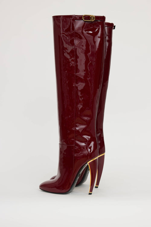 Roberto Cavalli Patent Knee High Heel Boot