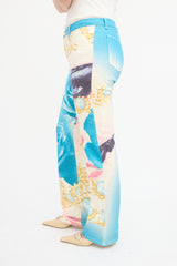 Roberto Cavalli SS 2001 Blue & Multi Sparkly Printed Trouser