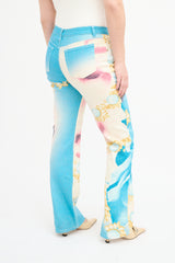 Roberto Cavalli SS 2001 Blue & Multi Sparkly Printed Trouser