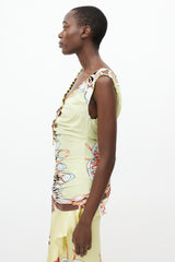 Roberto Cavalli SS 2004 Yellow & Multi Print Top