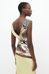 Roberto Cavalli SS 2004 Yellow & Multi Print Top
