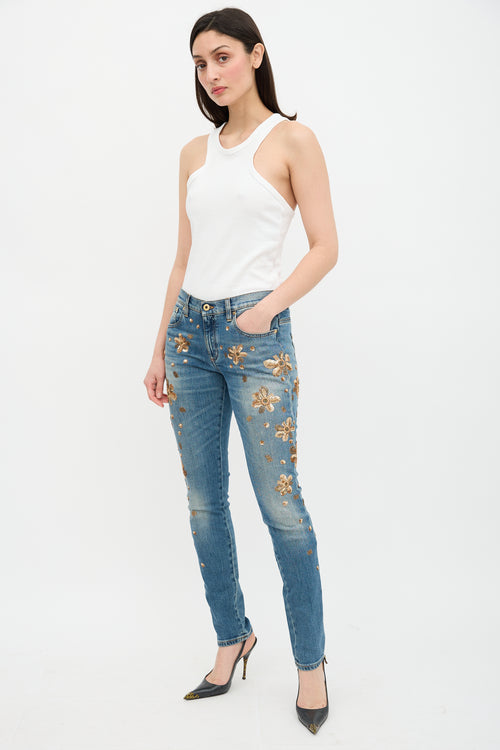 Roberto Cavalli Embroidered Jeans