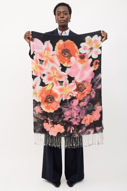 Roberto Cavalli Silk & Cashmere Floral Scarf
