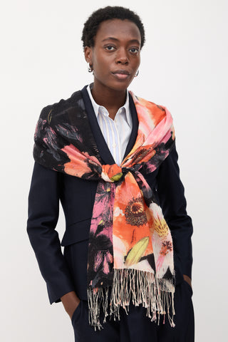 Roberto Cavalli Silk & Cashmere Floral Scarf