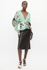 Roberto Cavalli Spring 2003 Green & Multi Silk Corset Blouse
