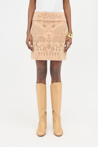 Roberto Cavalli Suede Cut Out Skirt