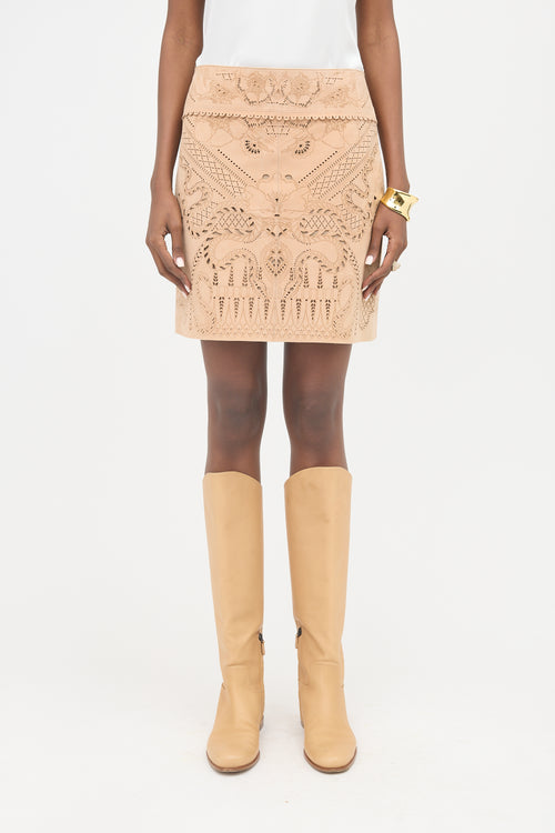 Roberto Cavalli Suede Cut Out Skirt