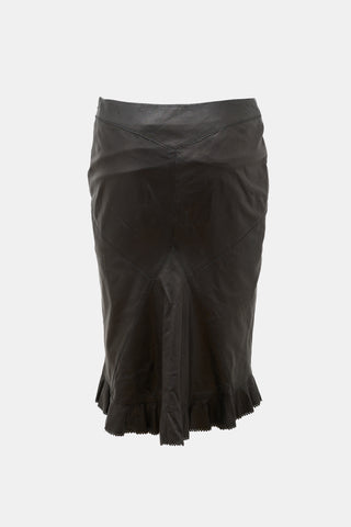 Roberto Cavalli Vintage Leather Midi Skirt