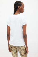 Roberto Cavalli White & Brown Printed Logo T-Shirt