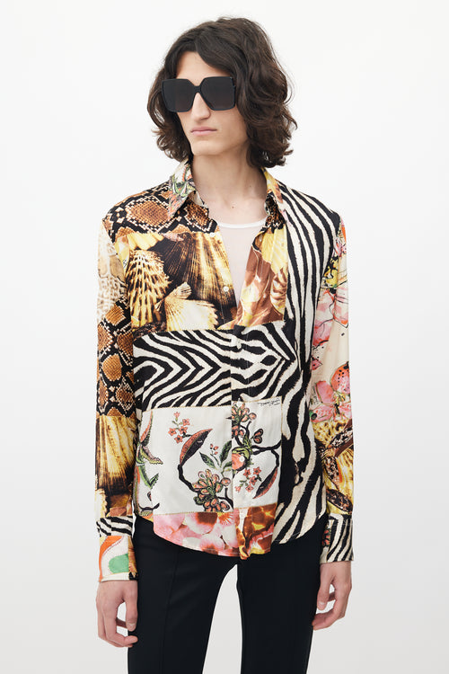 Roberto Cavalli White & Multicolour Print Shirt