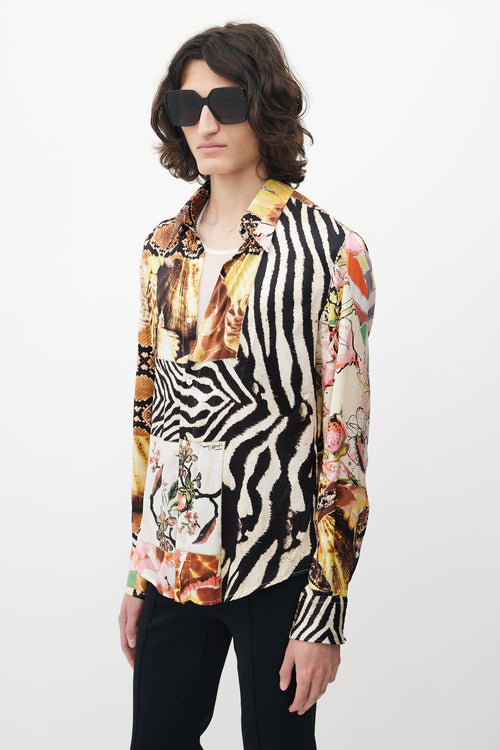 Roberto Cavalli White & Multicolour Print Shirt
