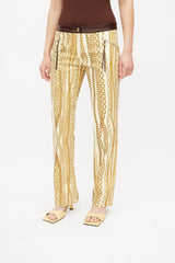 Roberto Cavalli Yellow & Brown Chain Jeans