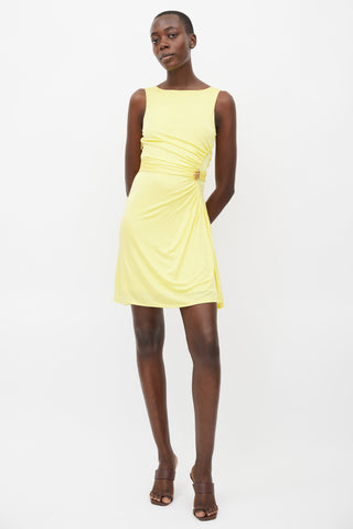 Roberto Cavalli Yellow Ruched Dress