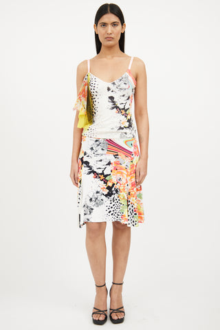 Cream & Multi Colour Tank & Skirt Set