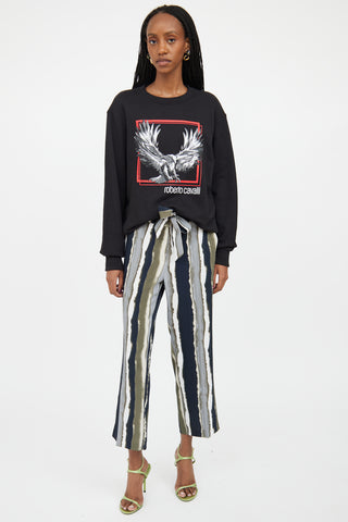 Roberto Cavalli Black & Multicolour Graphic Crewneck