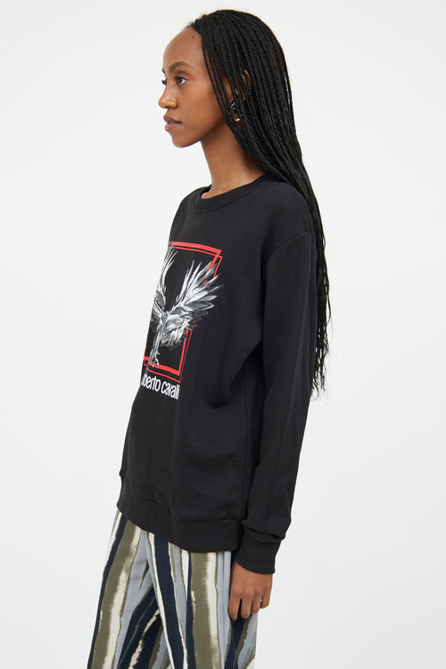 Roberto Cavalli Black & Multicolour Graphic Crewneck