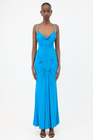 Roberto Cavalli Embellished Pleated Maxi Dress