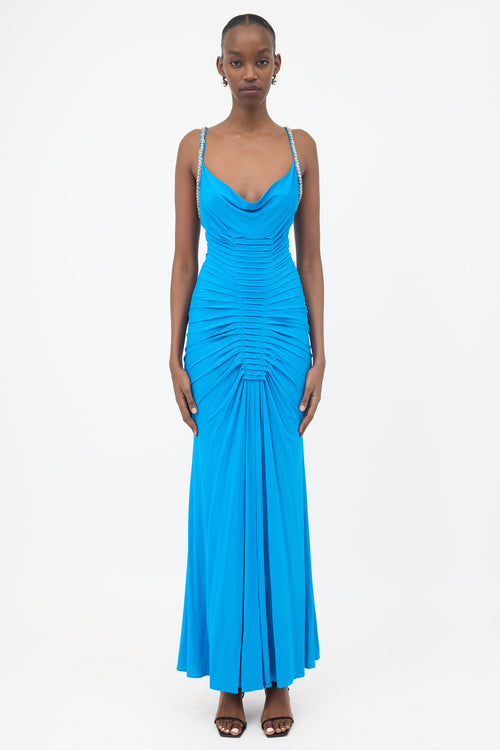 Roberto Cavalli Embellished Pleated Maxi Dress
